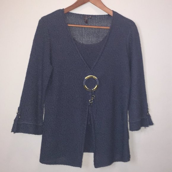 Jana 3/4 Sleeve Cardigan With Attached Front - Picture 2 of 10